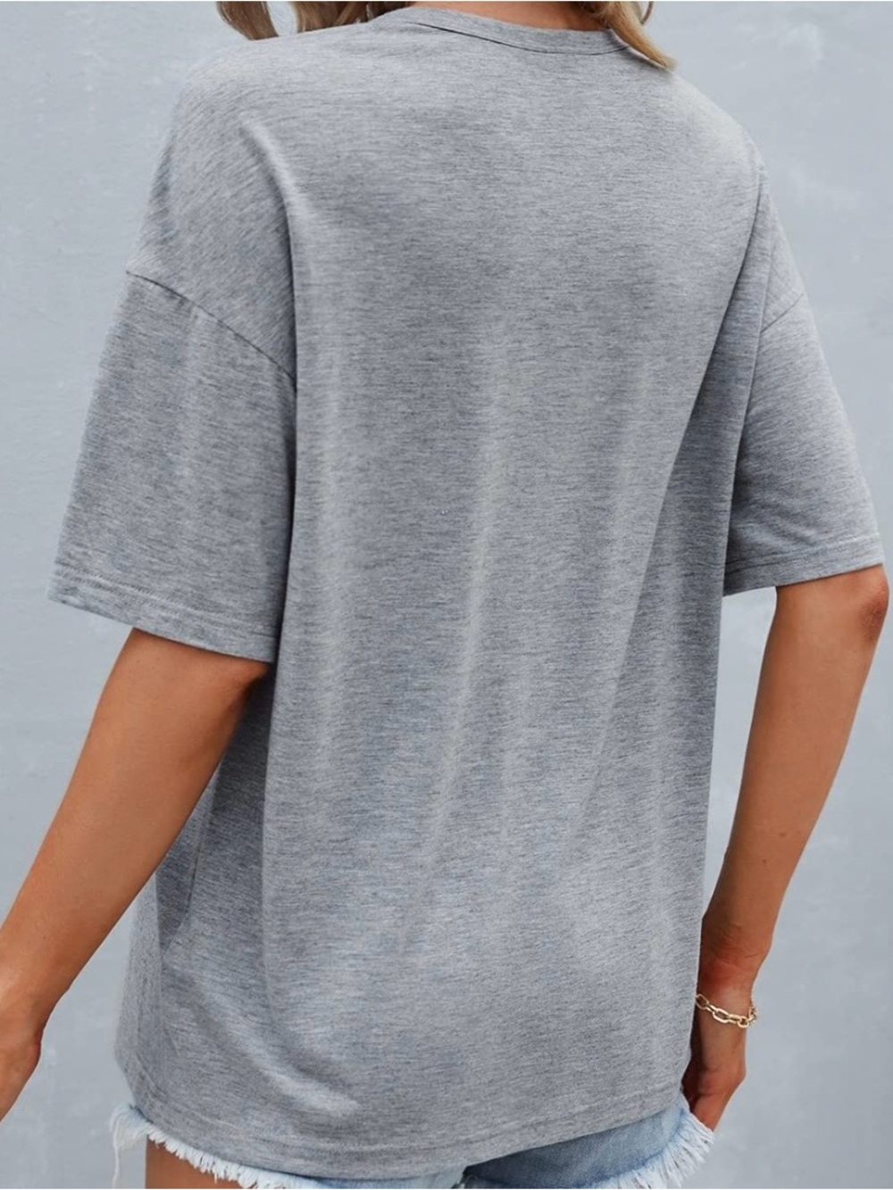 SHEIN Grey Distressed Eagle Graphic Tee with Pink Floral Detail and O-Ring Neck - Picture 3 of 8